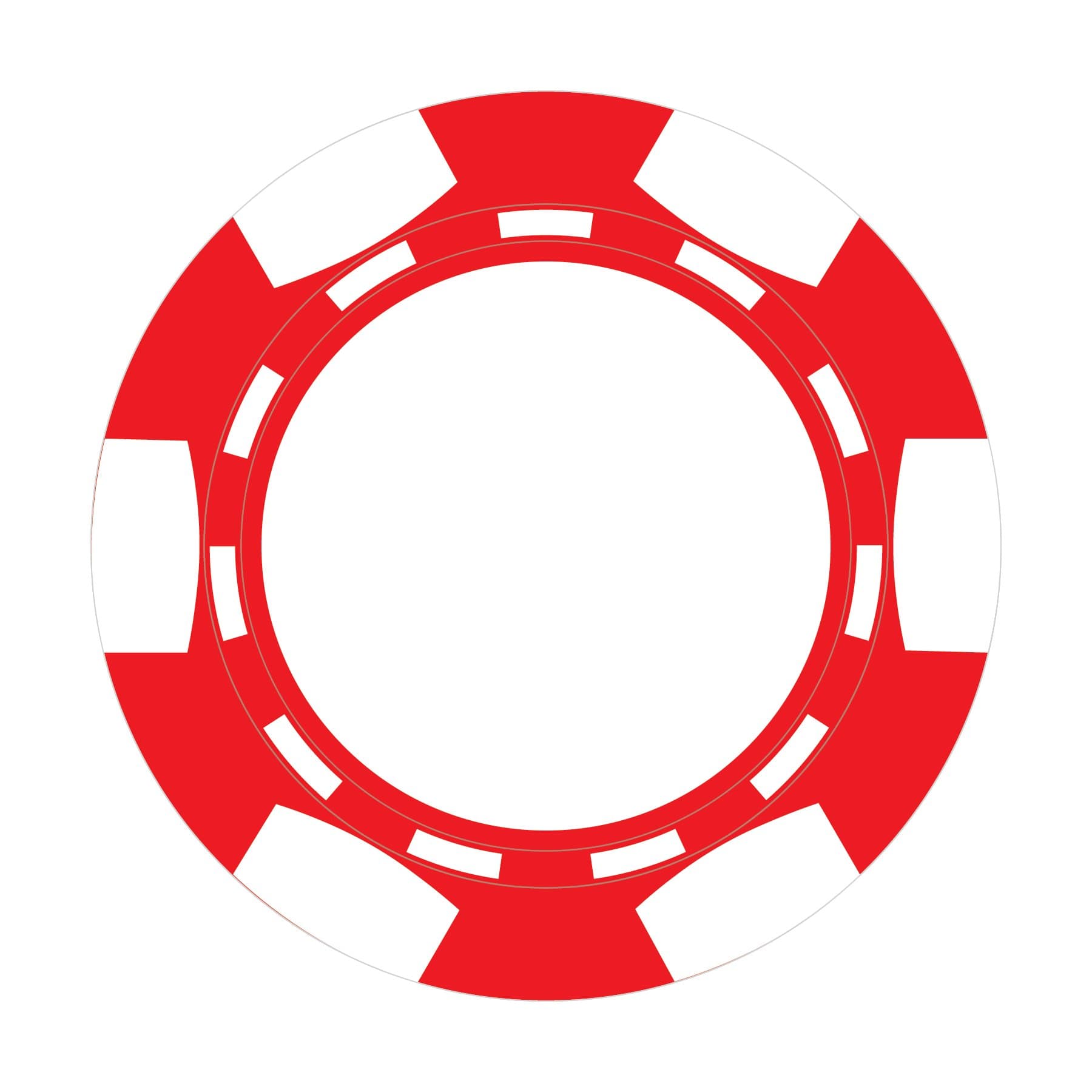 Red Custom Printed Poker Chips (6-Stripe B) - Set of 20 - Full Color UV Print